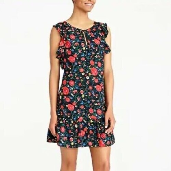 J. Crew Polka Dot Printed Ruffle Flutter Dress - Picture 8 of 8